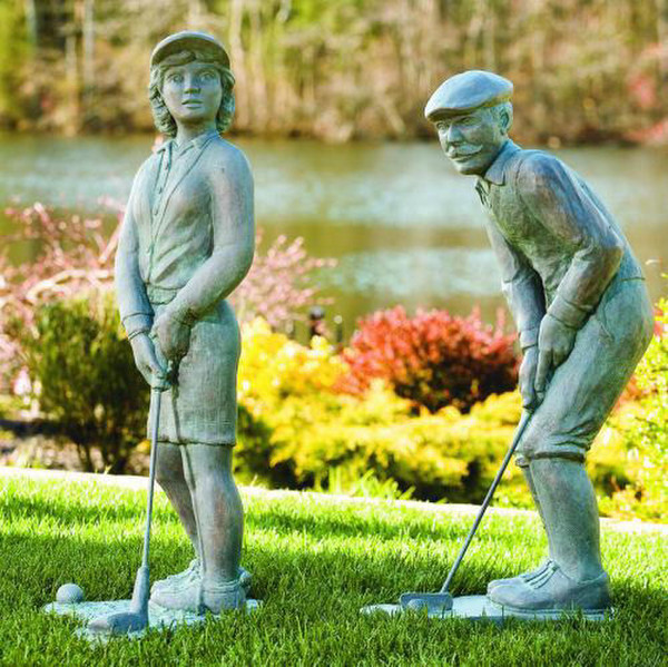 Nostalgic Golfer Set Man & Woman Sculptures